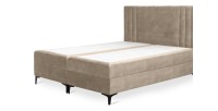 Lit boxspring 160x200 coloris sable avec double coffre - Collection LONDON