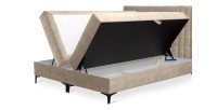 Lit boxspring 160x200 coloris sable avec double coffre - Collection LONDON