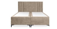 Lit boxspring 160x200 coloris sable avec double coffre - Collection LONDON