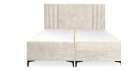 Lit boxspring 160x200 coloris beige avec double coffre - Collection LONDON