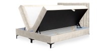 Lit boxspring 180x200 coloris beige avec double coffre - Collection LONDON