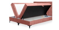 Lit boxspring 160x200 coloris corail avec double coffre - Collection LONDON