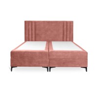 Lit boxspring 180x200 coloris corail avec double coffre - Collection LONDON