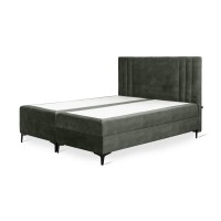 Lit boxspring 180x200 coloris vert avec double coffre - Collection LONDON