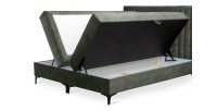 Lit boxspring 180x200 coloris vert avec double coffre - Collection LONDON