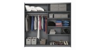 Armoire 2 portes coulissantes 220cm Coloris gris effet bois avec miroir. Collection FLOYD