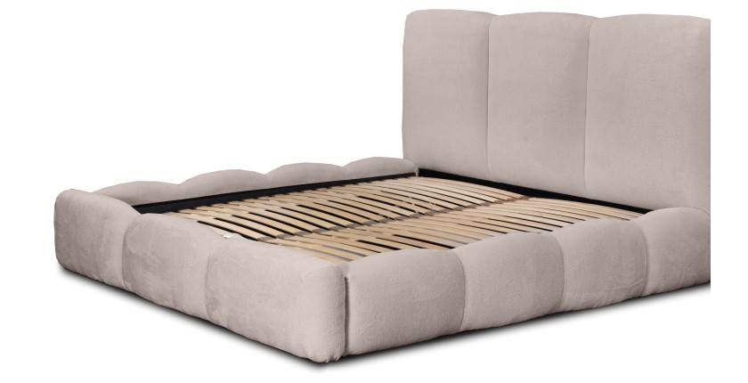 Lit coffre 160x200 coloris beige armature rembourrée - Collection DREAM