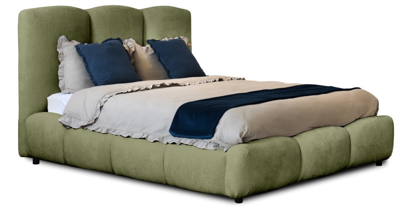 Lit coffre 140x200 coloris vert armature rembourrée - Collection DREAM