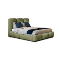 Lit coffre 140x200 coloris vert armature rembourrée - Collection DREAM