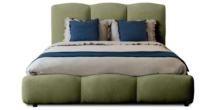 Lit coffre 140x200 coloris vert armature rembourrée - Collection DREAM