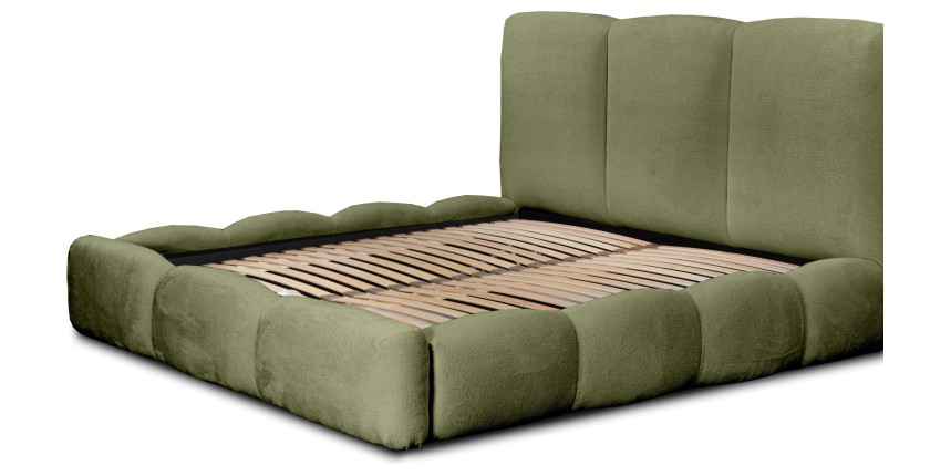 Lit coffre 160x200 coloris vert armature rembourrée - Collection DREAM