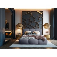 Lit coffre 140x200 coloris gris foncé armature rembourrée - Collection DREAM