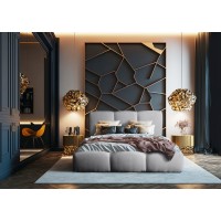 Lit coffre 180x200 gris foncé armature rembourrée - Collection DREAM