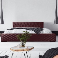 Lit coffre 140x200 coloris bordeaux - Collection BROOKLYN