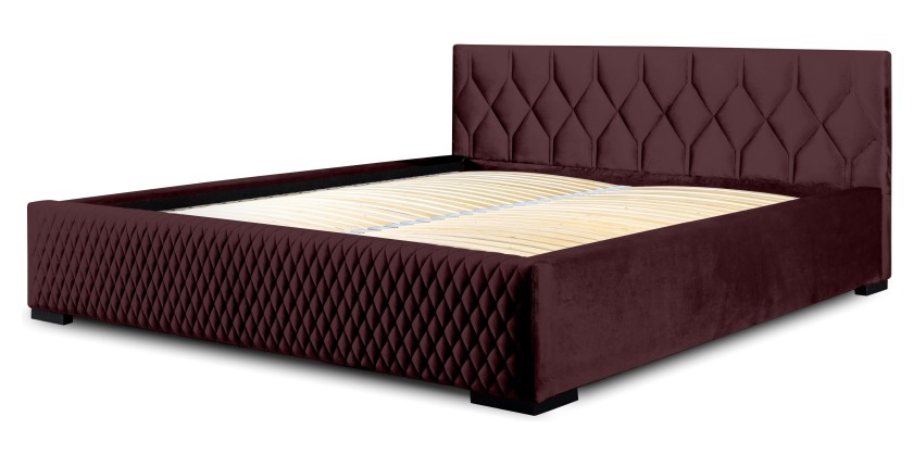 Lit coffre 140x200 coloris bordeaux - Collection BROOKLYN