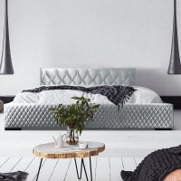 Lit coffre 140x200 coloris gris argent - Collection BROOKLYN