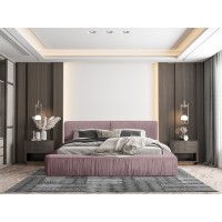 Lit coffre 180x200 coloris rose - Collection MINAO