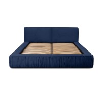 Lit coffre 140x200 coloris bleu - Collection MINAO