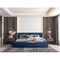 Lit coffre 160x200 coloris bleu - Collection MINAO