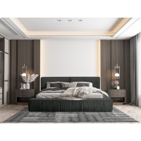 Lit coffre 160x200 coloris gris anthracite - Collection MINAO