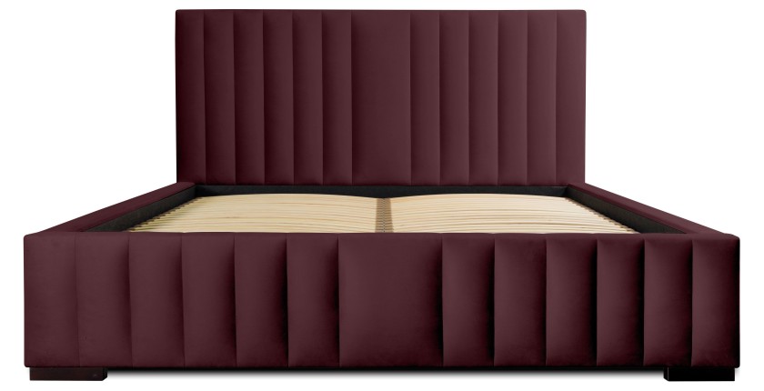 Lit coffre 160x200 coloris bordeaux - Collection LAS