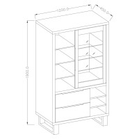 Vitrine, argentier, vaisselier MILO. Coloris chêne avec finition noire. Meuble idéal pour votre salle à manger.