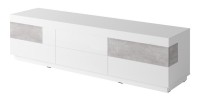 Meuble TV XL 200cm collection KILES. Coloris blanc et gris. Style design.