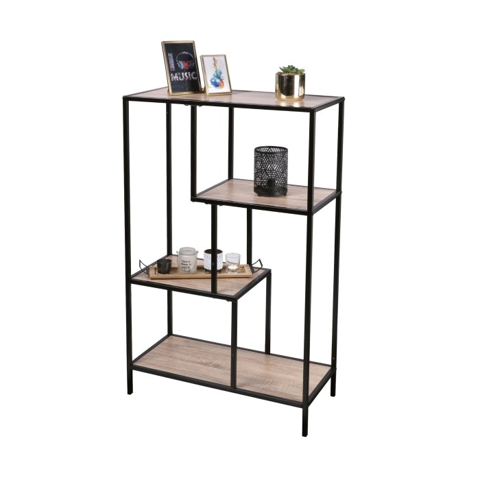 Petite bibliothèque ouverte de bureau avec 4 étagères 69x33x114cm