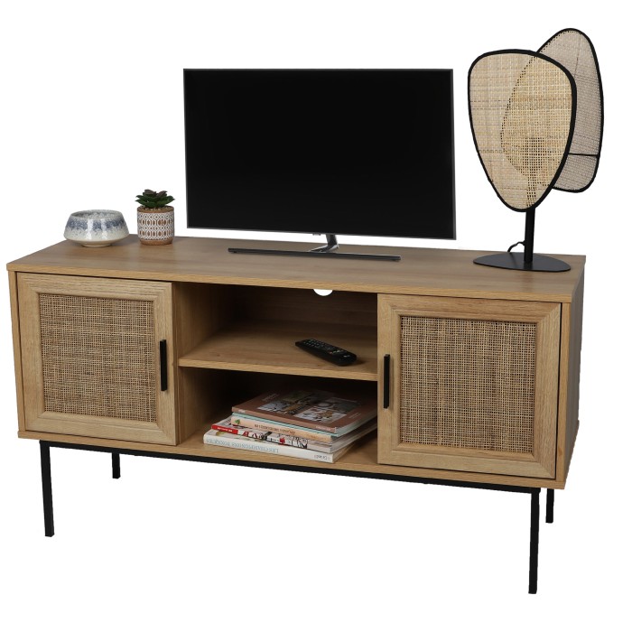 Meuble TV avec 2 portes et 2 étagères 120x39xH63cm