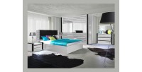 Chambre à coucher complète LINA blanche et noire brillante. Ensemble complet, moderne et design pour votre maison.