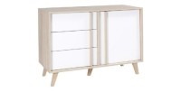 Commode 1 porte et 3 tiroirs de la collection MALMO. Meuble design type SCANDINAVE.