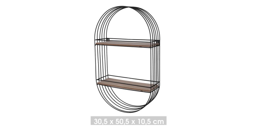 Etagère murale design ovale avec deux niveaux - 30x10x50cm