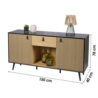 Buffet 2 portes et 1 tiroir et une niche style design dimensions 150x40x78cm