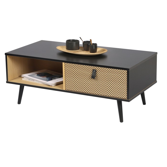 Table basse avec tiroir de style design et moderne dimensions 100x50x40cm