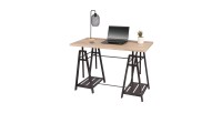 Bureau style contemporain design architecte coloris chêne clair dimensions 120x59x75cm