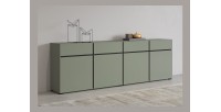 Buffet XL coloris vert sauge 225cm collection HAVANA. Bahut  design avec 4 portes et 4 tiroirs.