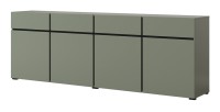 Buffet XL coloris vert sauge 225cm collection HAVANA. Bahut  design avec 4 portes et 4 tiroirs.