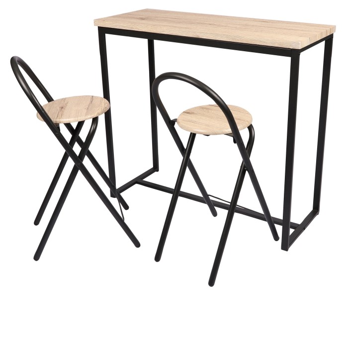Table à manger murale avec 2 chaises - 100x40xH90cm - Couleur chêne