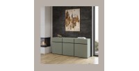 Buffet coloris vert sauge 180cm collection HAVANA. Bahut  design avec 3 portes et 3 tiroirs.