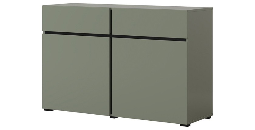 Buffet coloris vert sauge 120cm collection HAVANA. Bahut  design avec 2 portes et 2 tiroirs.