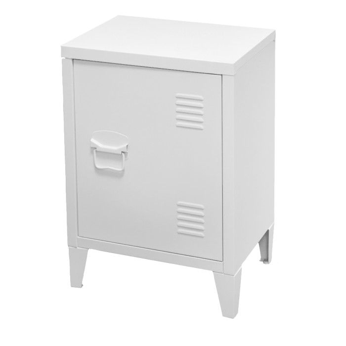 Petit casier blanc de bureau avec 1 porte, style industriel - dimensions 40x30xH57cm