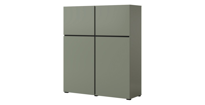 Buffet haut coloris vert sauge L120xH140xP40 collection HAVANA. Bahut  haut design avec 4 portes.