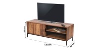 Meuble TV style ethnique avec 1 porte coloris bois noyer - dimensions 120x40xH45cm