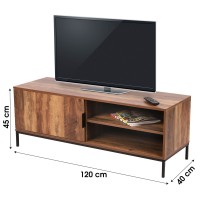 Meuble TV style ethnique avec 1 porte coloris bois noyer - dimensions 120x40xH45cm