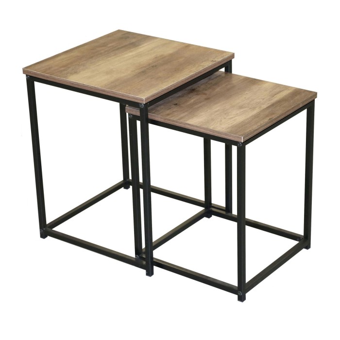 Ensemble de deux tables d'appoint carre 35x35xH45cm et 40x40xH50cm