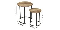 Ensemble de deux tables d'appoint ronde style rustique 30x30xH39cm et 40x40xH49cm