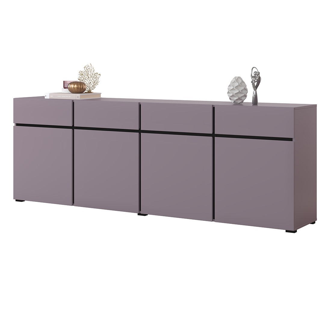 Buffet XL coloris violet pastel 225cm collection HAVANA. Bahut  design avec 4 portes et 4 tiroirs.