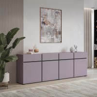 Buffet XL coloris violet pastel 225cm collection HAVANA. Bahut  design avec 4 portes et 4 tiroirs.