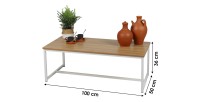 Table basse style industriel collection PUEBLO – Coloris chêne clair, dimensions 100x50x36 cm