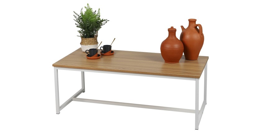 Table basse coloris chêne clair style classique dimensions 100x50x36cm